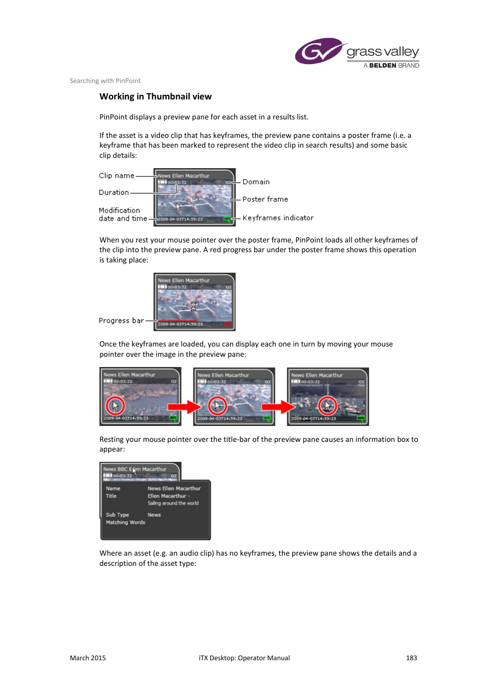 Working in thumbnail view | Grass Valley iTX Desktop v.2.6 User Manual | Page 203 / 373