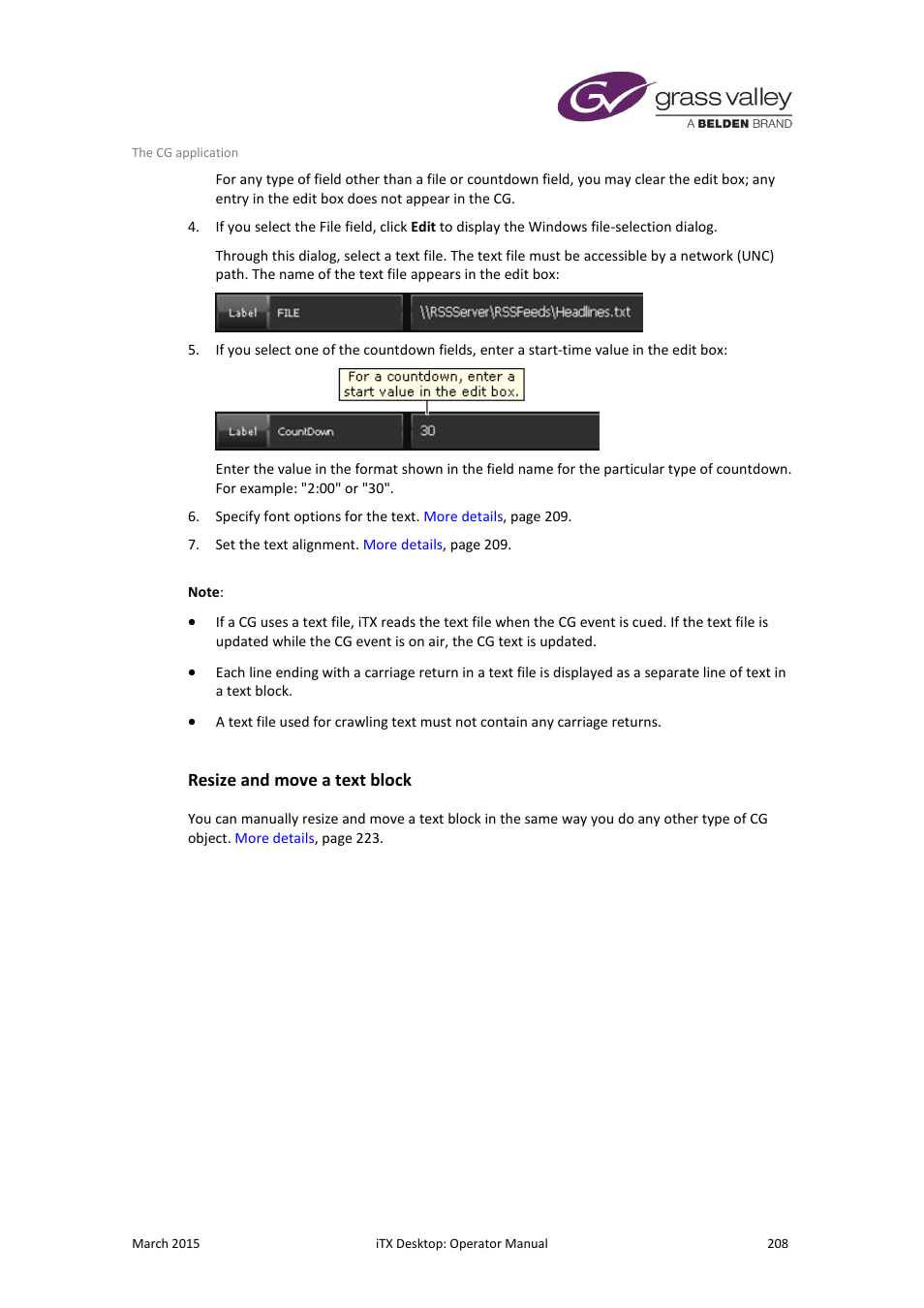 Resize and move a text block | Grass Valley iTX Desktop v.2.6 User Manual | Page 228 / 373