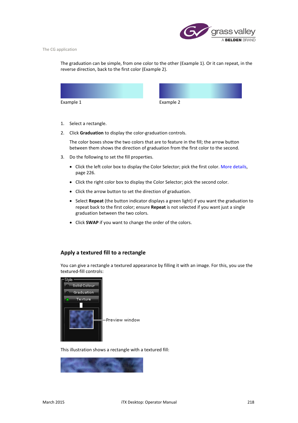 Apply a textured fill to a rectangle, More details, E 218 | Grass Valley iTX Desktop v.2.6 User Manual | Page 238 / 373