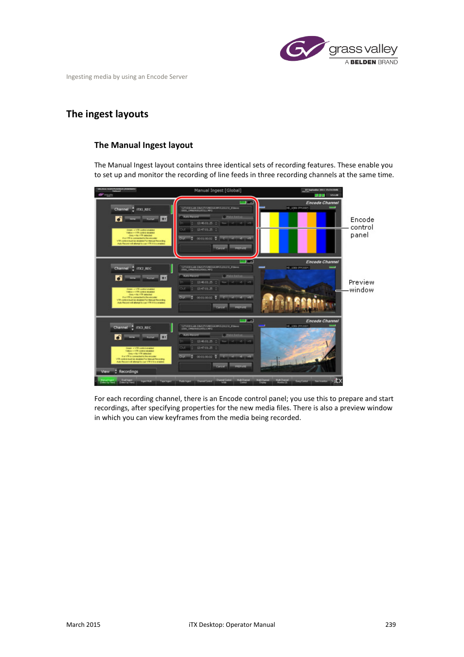 The ingest layouts, The manual ingest layout | Grass Valley iTX Desktop v.2.6 User Manual | Page 259 / 373
