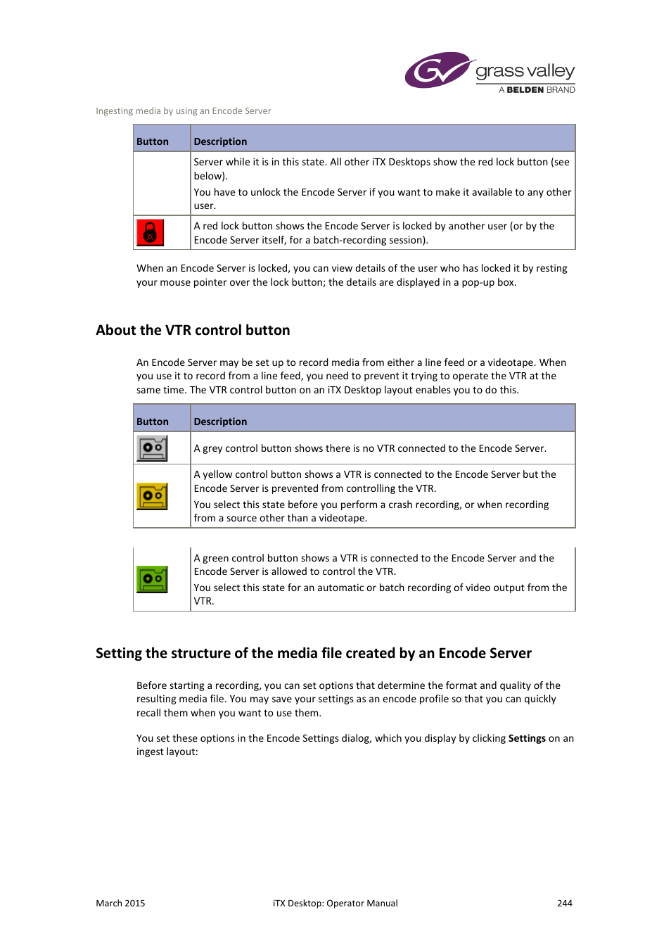 About the vtr control button, More details, E 244 | Grass Valley iTX Desktop v.2.6 User Manual | Page 264 / 373