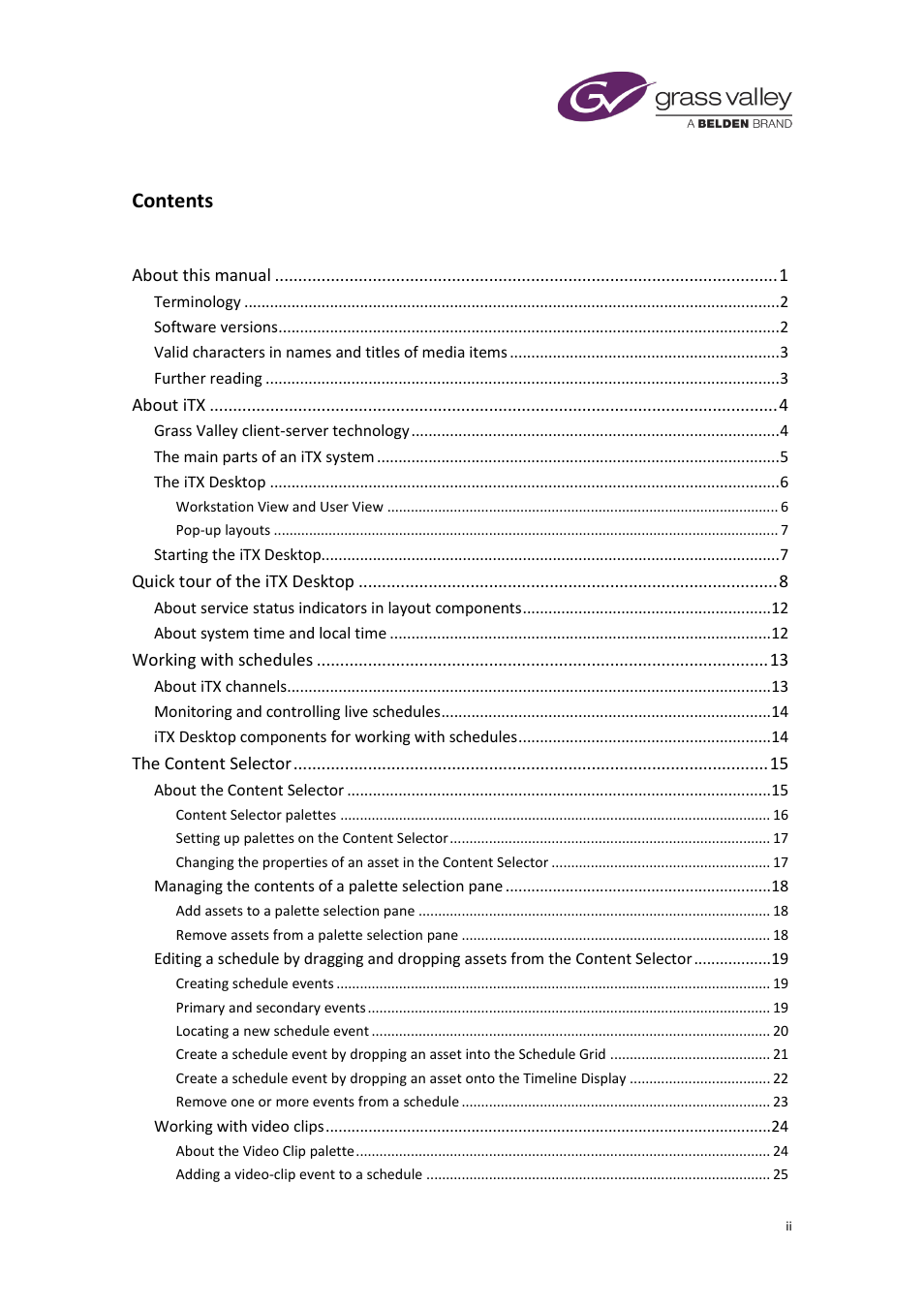 Grass Valley iTX Desktop v.2.6 User Manual | Page 3 / 373