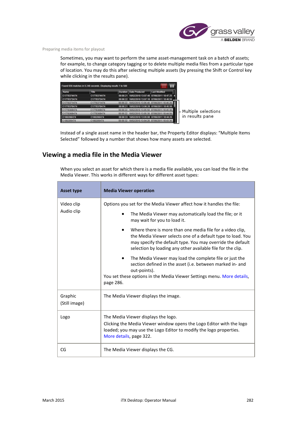 Viewing a media file in the media viewer | Grass Valley iTX Desktop v.2.6 User Manual | Page 302 / 373