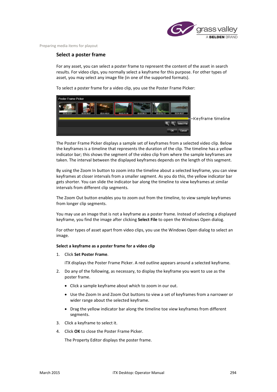 Select a poster frame | Grass Valley iTX Desktop v.2.6 User Manual | Page 314 / 373