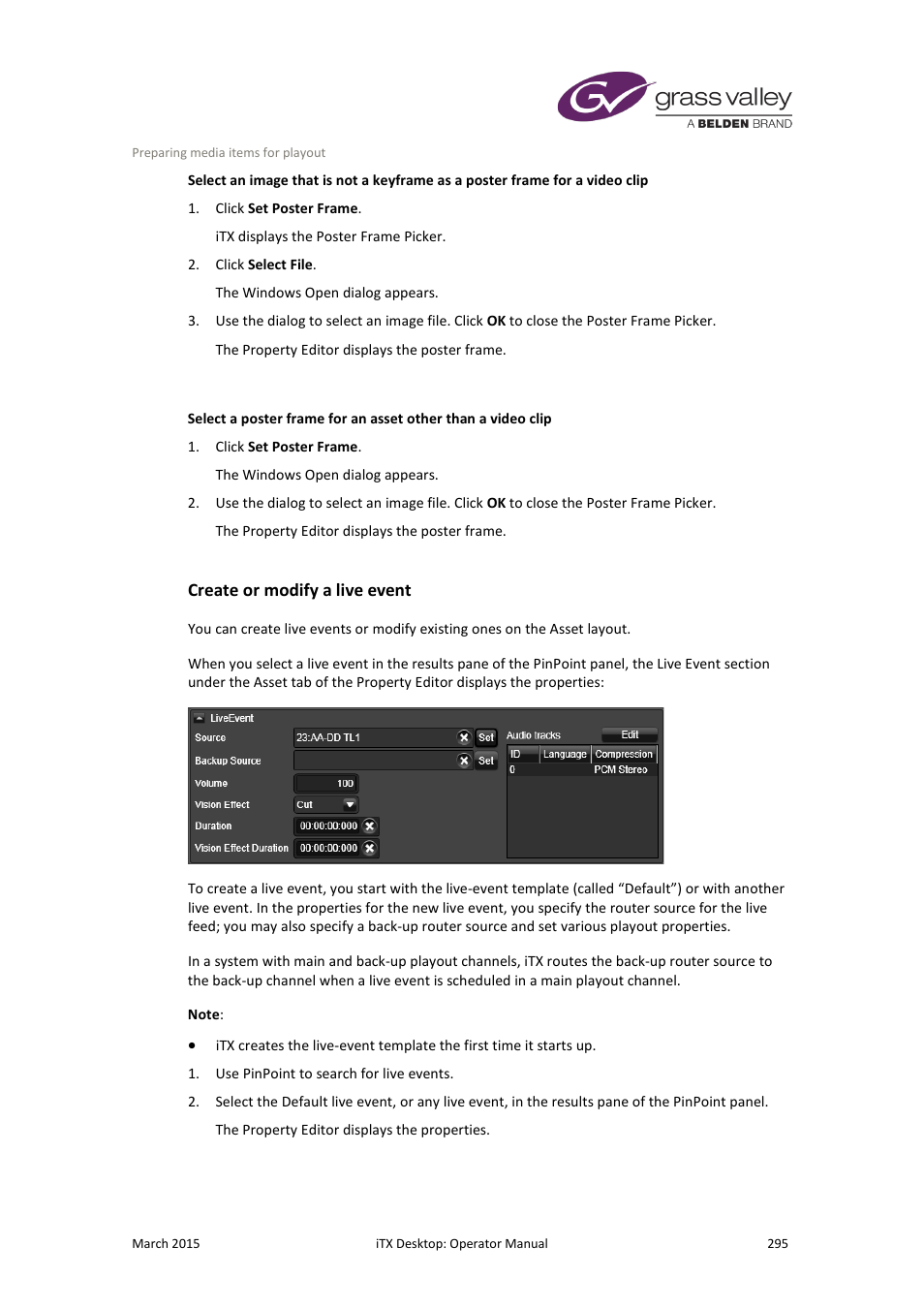Create or modify a live event, More details, E 295 | Grass Valley iTX Desktop v.2.6 User Manual | Page 315 / 373