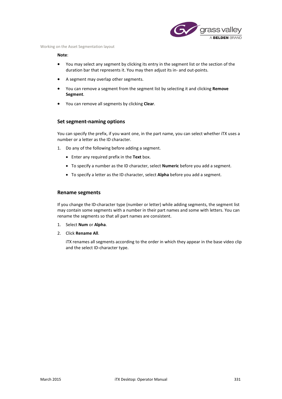 Set segment-naming options, Rename segments | Grass Valley iTX Desktop v.2.6 User Manual | Page 351 / 373