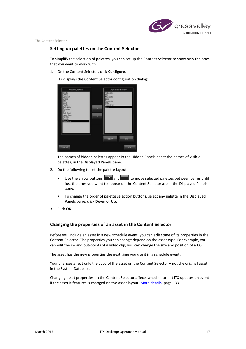 Setting up palettes on the content selector | Grass Valley iTX Desktop v.2.6 User Manual | Page 37 / 373