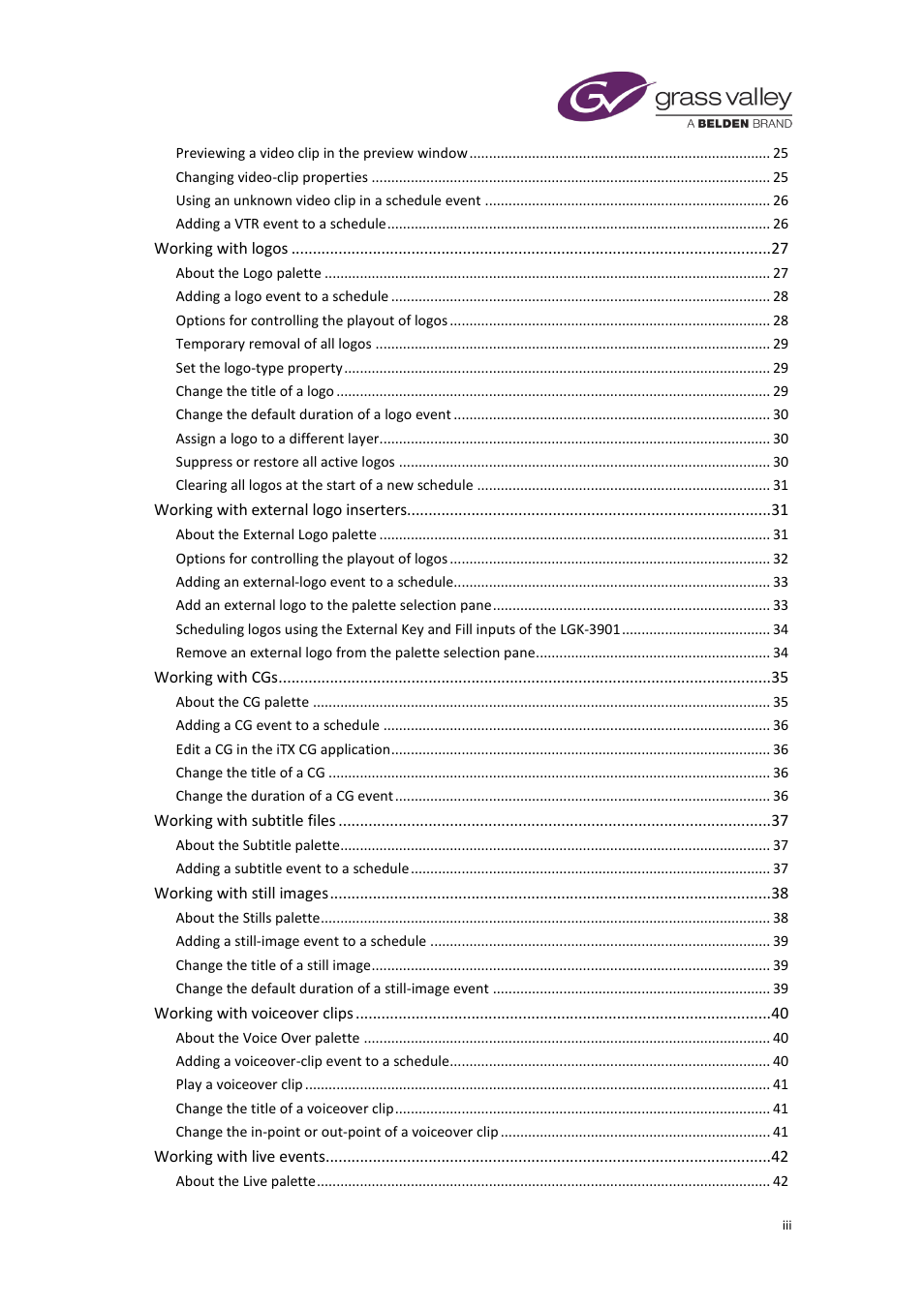 Grass Valley iTX Desktop v.2.6 User Manual | Page 4 / 373