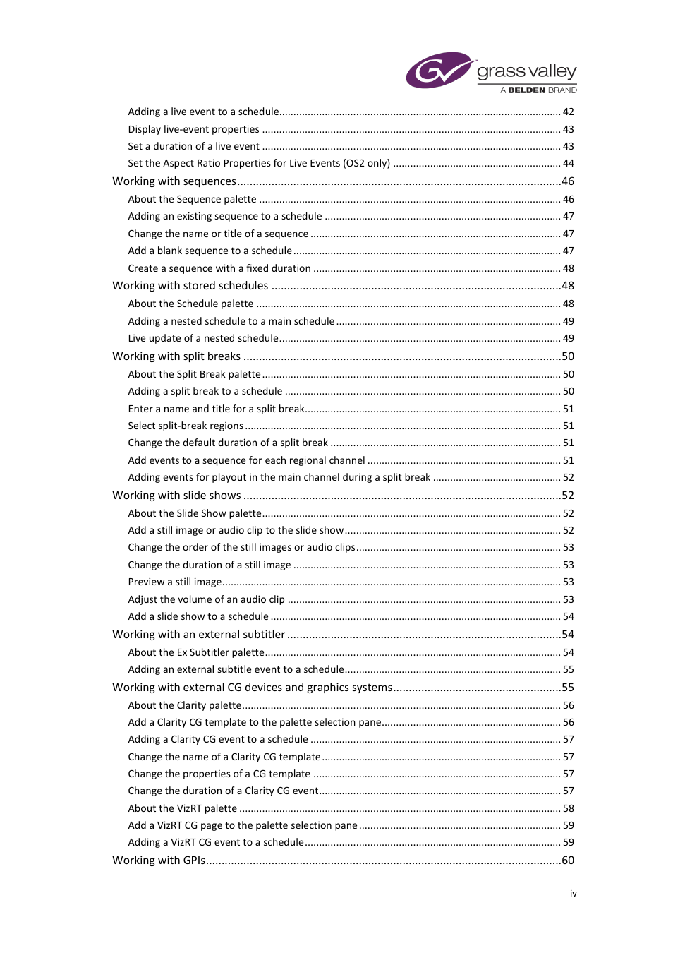 Grass Valley iTX Desktop v.2.6 User Manual | Page 5 / 373