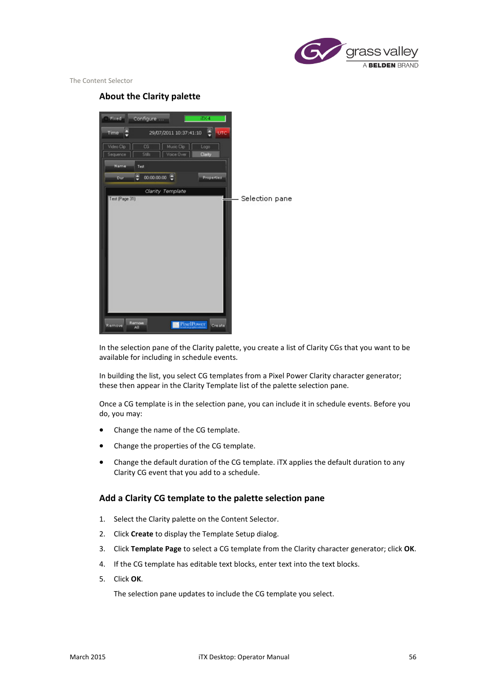 About the clarity palette | Grass Valley iTX Desktop v.2.6 User Manual | Page 76 / 373
