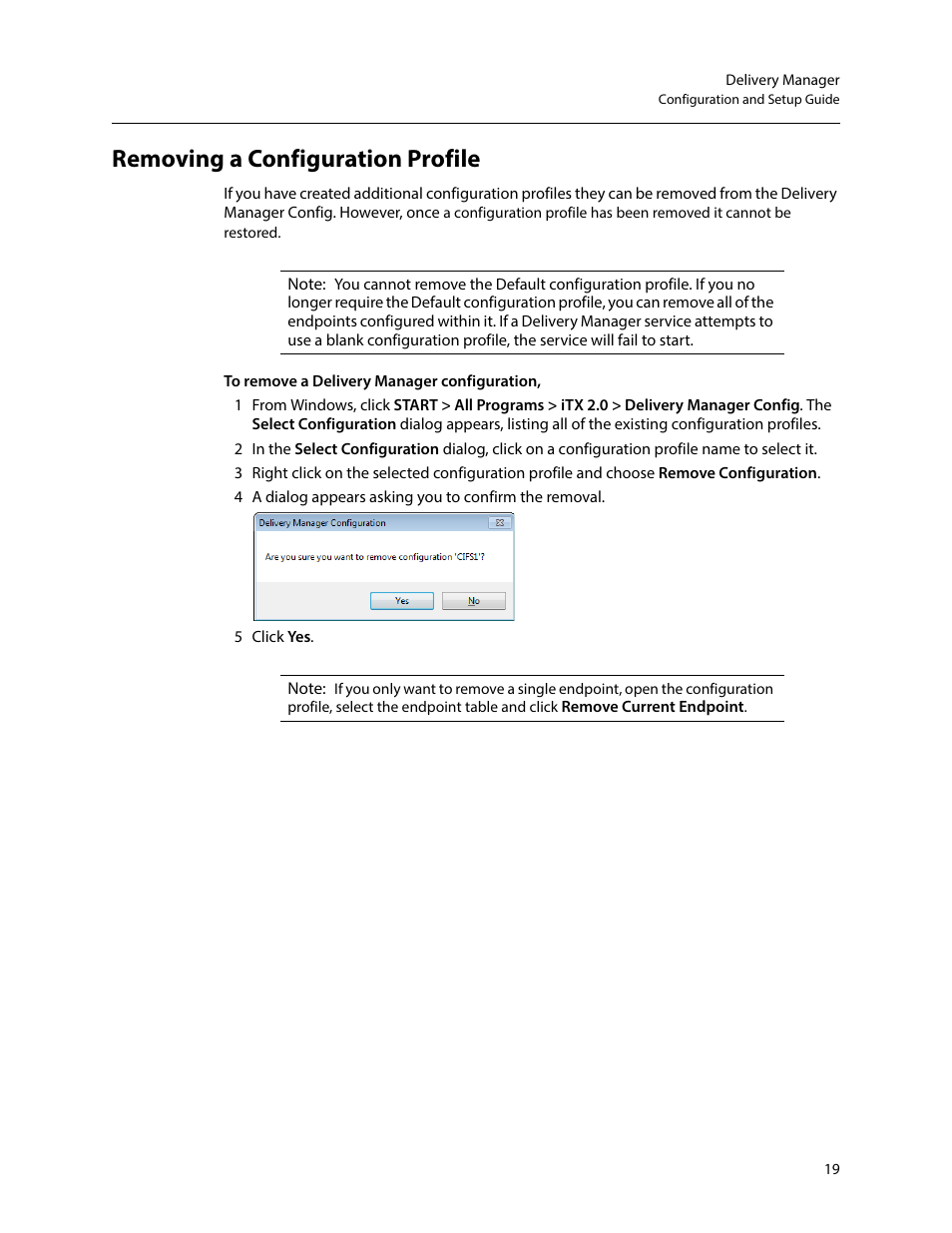 Removing a configuration profile | Grass Valley iTX Delivery Manager v.2.6 User Manual | Page 25 / 97