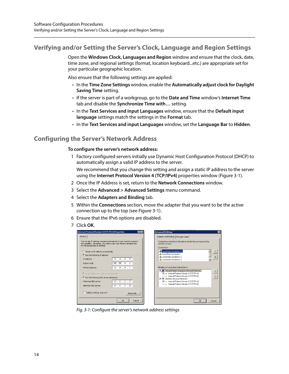 Configuring the server’s network address | Grass Valley iTX Ingest Appliance v.2.3 User Manual | Page 26 / 33