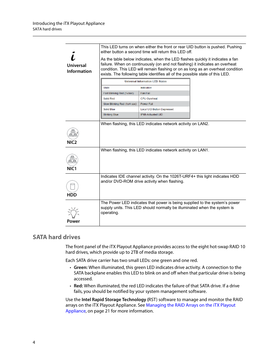 Sata hard drives | Grass Valley iTX Playout Appliance v.2.3 User Manual | Page 16 / 35