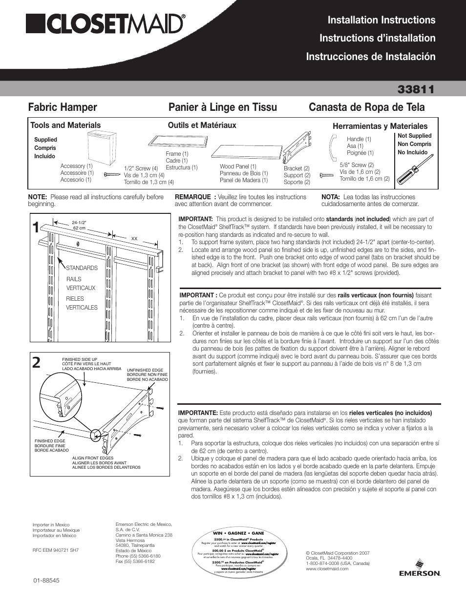 Closet Maid Fabric Hamper 33811 User Manual | 2 pages