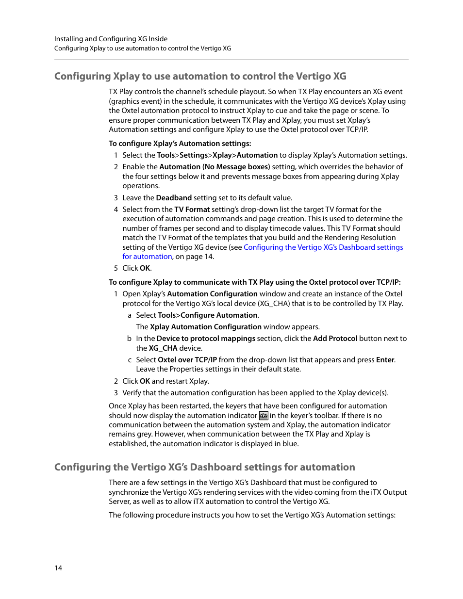 Mation | Grass Valley Vertigo XG Integration v.2.6 User Manual | Page 18 / 35