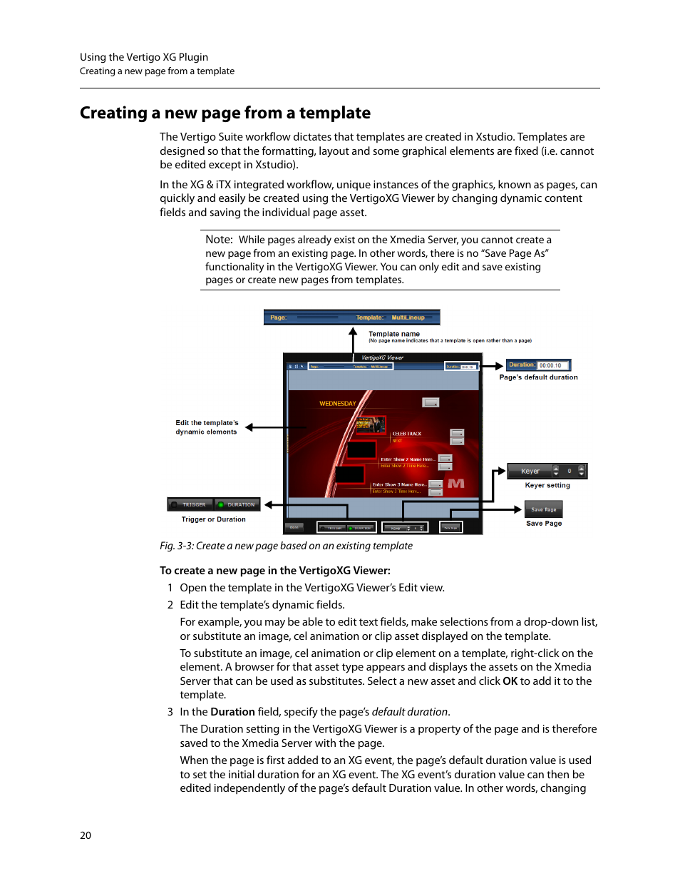 Creating a new page from a template | Grass Valley Vertigo XG Integration v.2.6 User Manual | Page 26 / 35