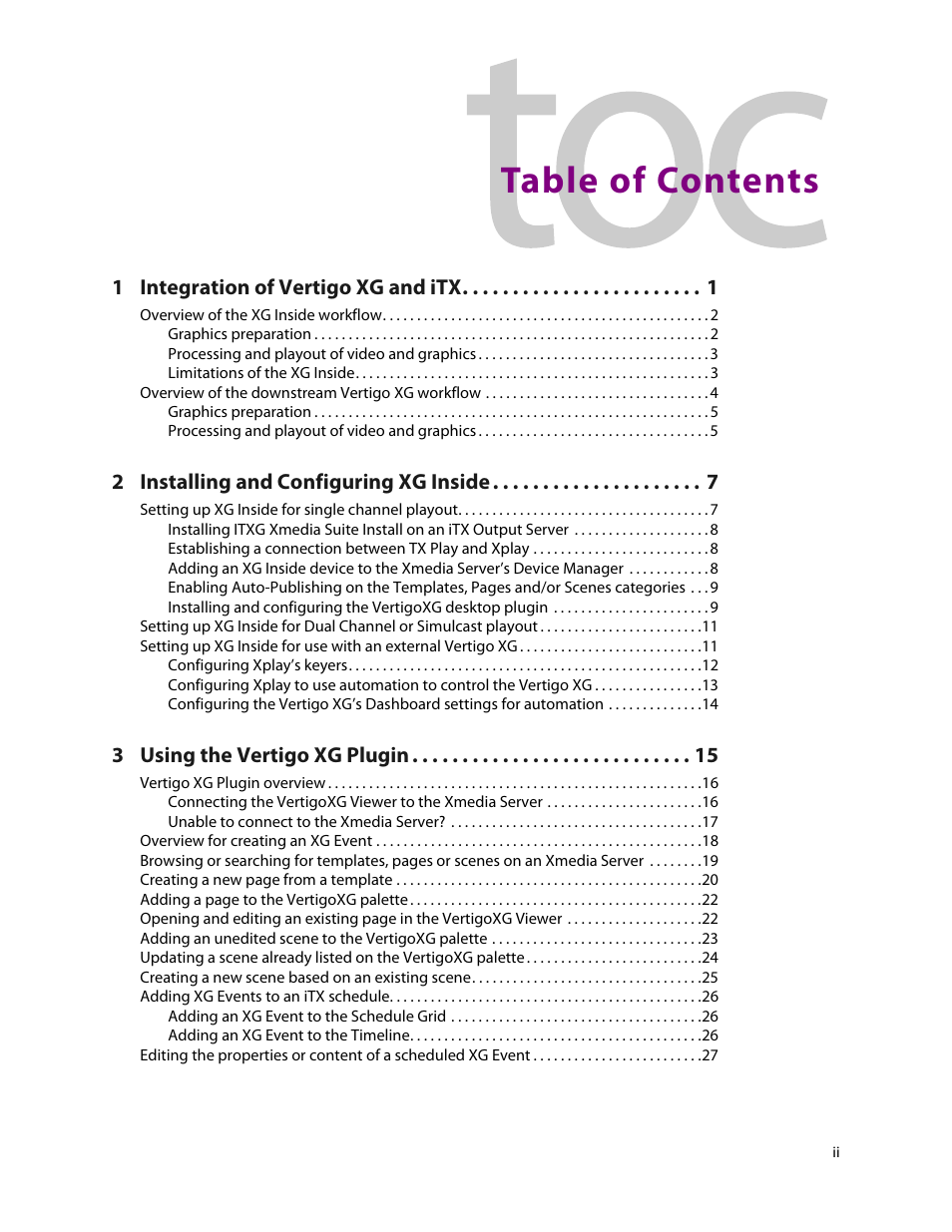 Grass Valley Vertigo XG Integration v.2.6 User Manual | Page 3 / 35