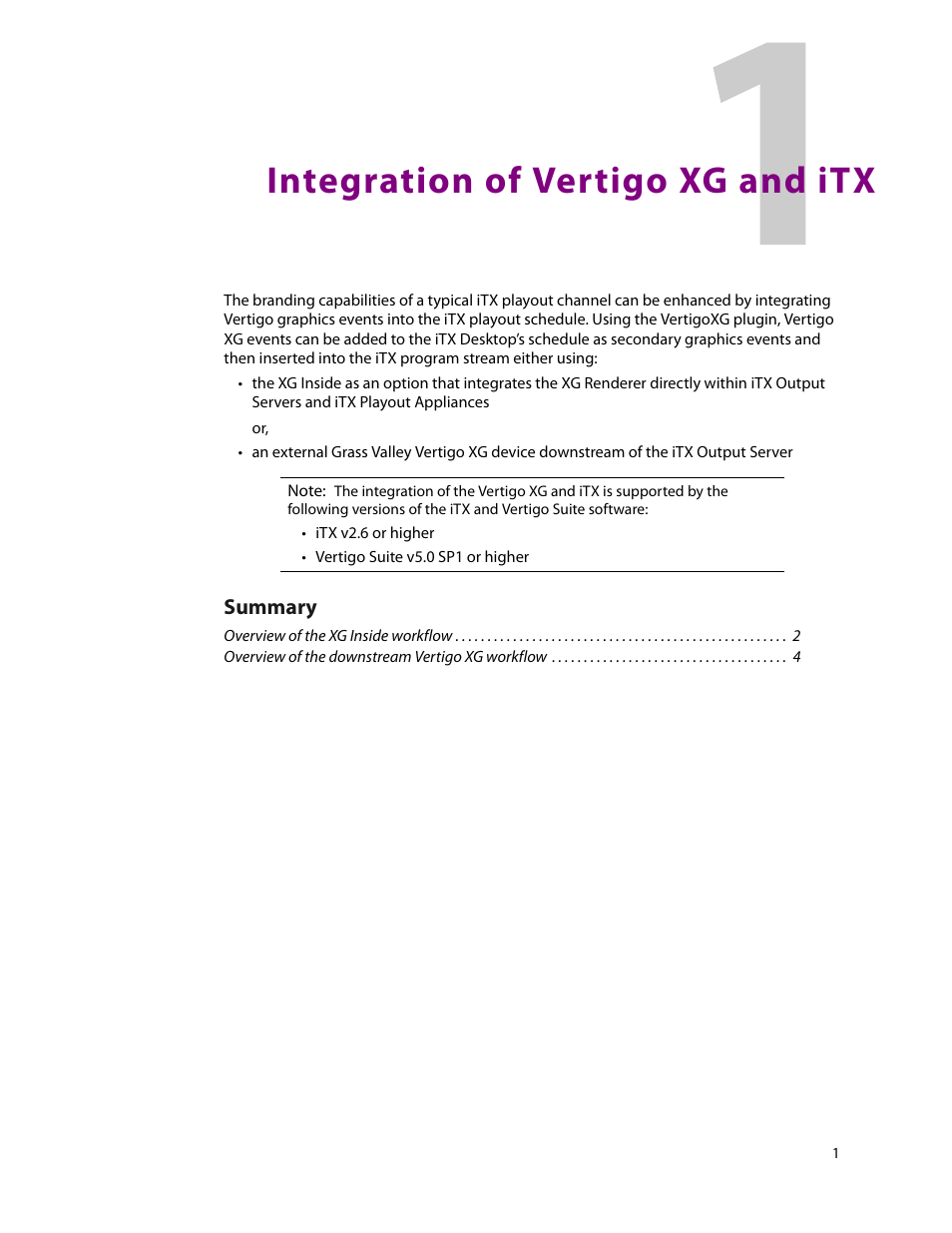 Integration of vertigo xg and itx | Grass Valley Vertigo XG Integration v.2.6 User Manual | Page 5 / 35