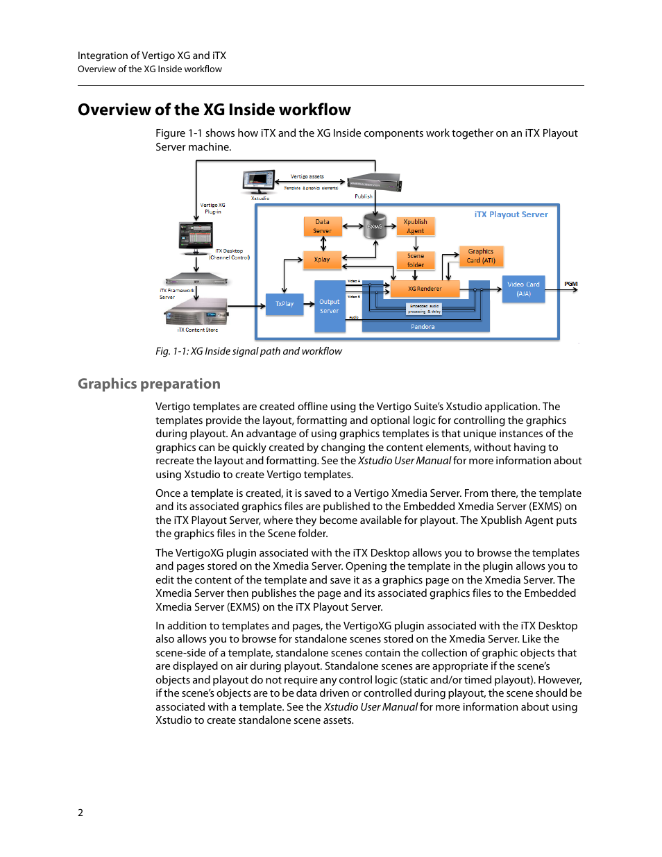 Overview of the xg inside workflow, Graphics preparation | Grass Valley Vertigo XG Integration v.2.6 User Manual | Page 6 / 35