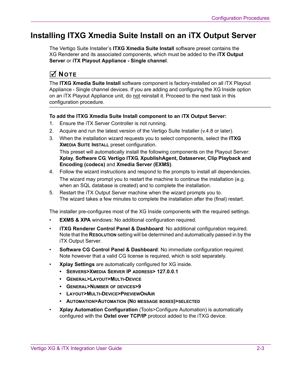 Grass Valley Vertigo XG Integration v.2.3 User Manual | Page 13 / 50