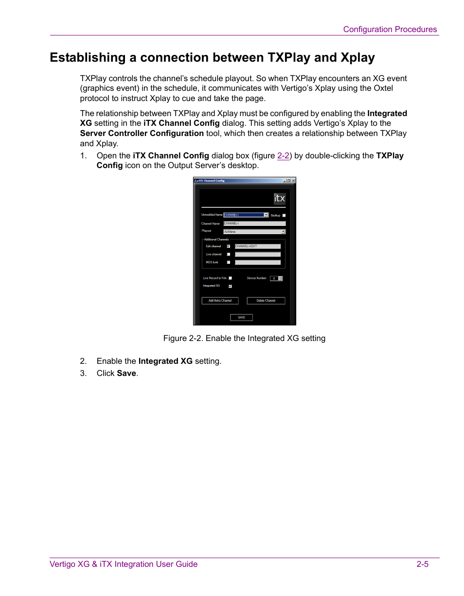 Establishing a connection between txplay and xplay | Grass Valley Vertigo XG Integration v.2.3 User Manual | Page 15 / 50