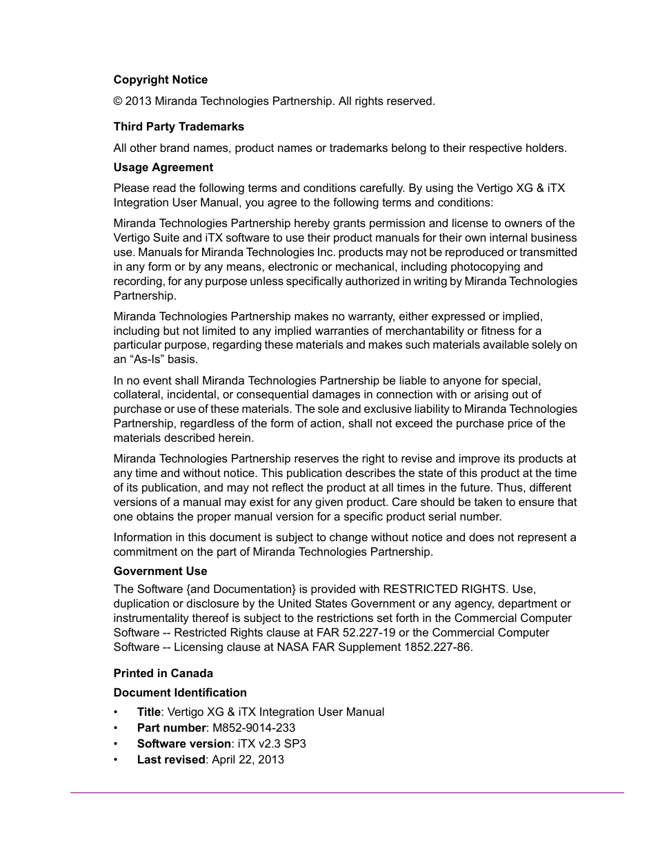 Grass Valley Vertigo XG Integration v.2.3 User Manual | Page 2 / 50