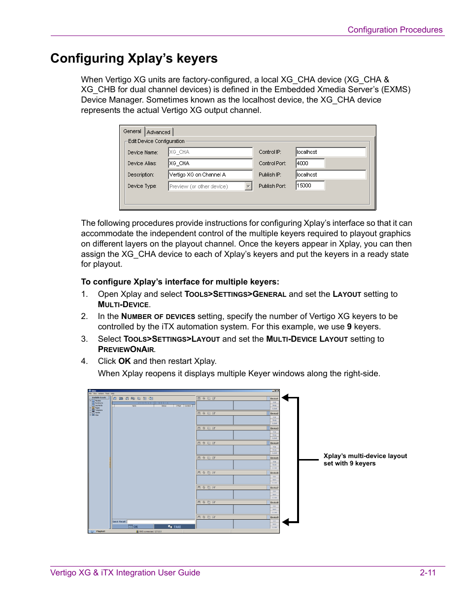 Configuring xplay’s keyers, Configuring xplay’s keyers -11 | Grass Valley Vertigo XG Integration v.2.3 User Manual | Page 21 / 50