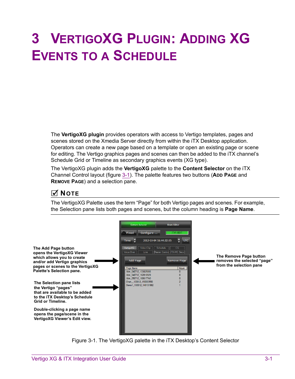 3 vertigoxg plugin: adding xg events to a schedule, Xg p, Xg e | Ertigo, Lugin, Dding, Vents, Chedule | Grass Valley Vertigo XG Integration v.2.3 User Manual | Page 31 / 50