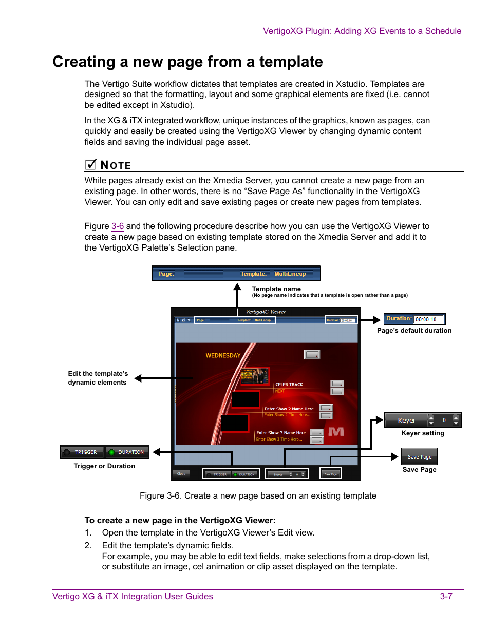 Creating a new page from a template | Grass Valley Vertigo XG Integration v.2.3 User Manual | Page 37 / 50
