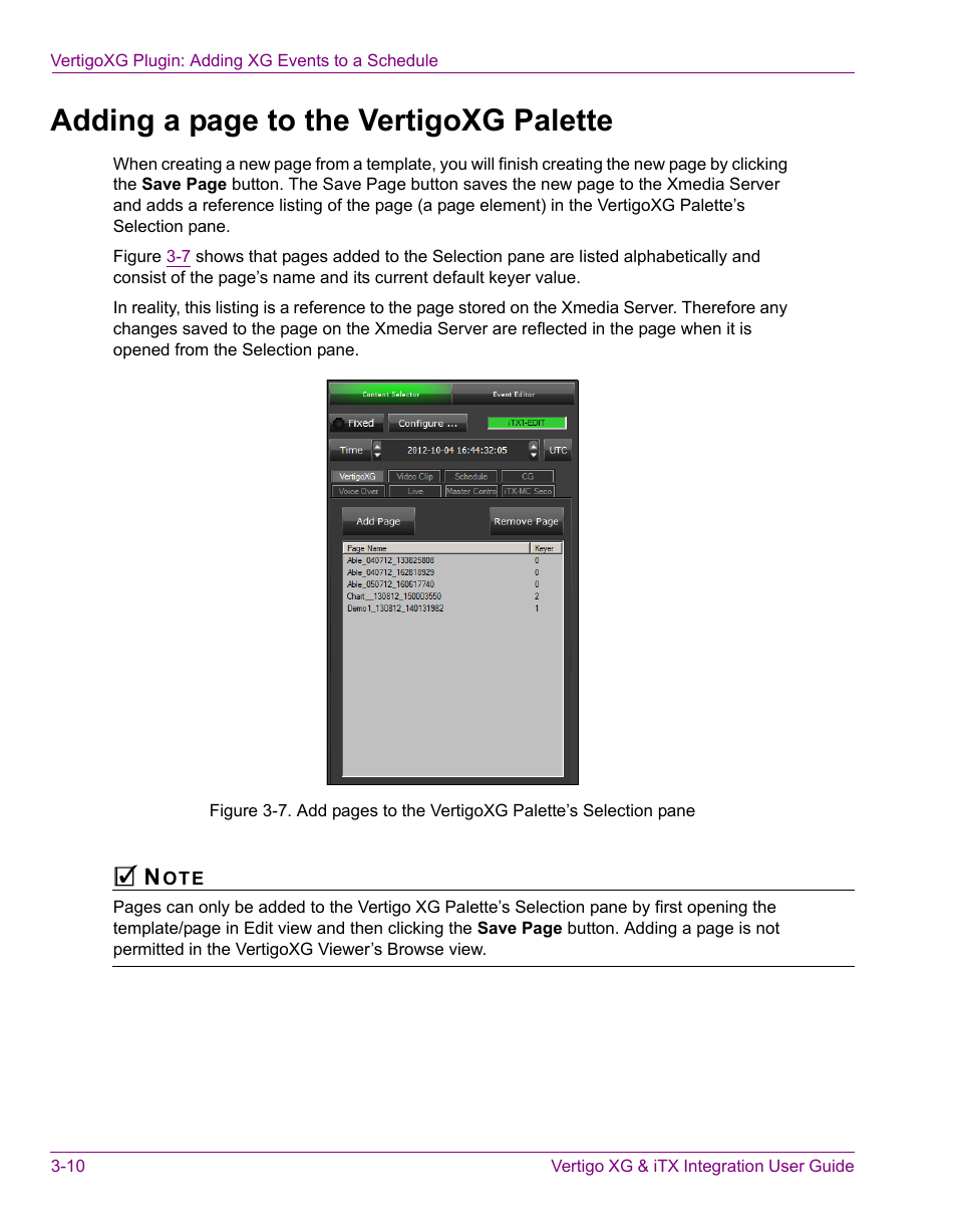 Adding a page to the vertigoxg palette | Grass Valley Vertigo XG Integration v.2.3 User Manual | Page 40 / 50
