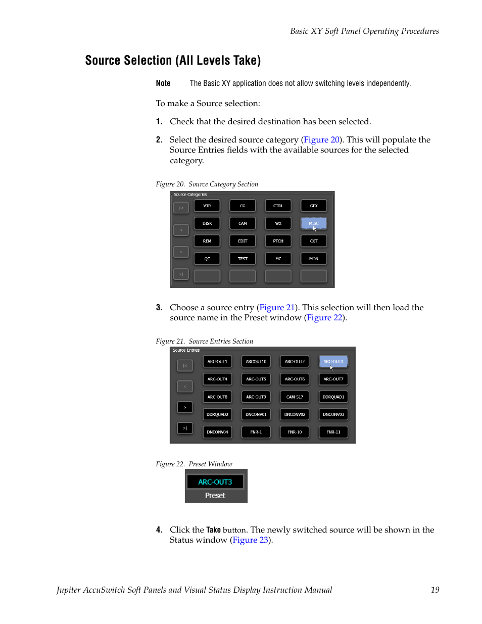 Source selection (all levels take) | Grass Valley Jupiter v.1.0.0 User Manual | Page 27 / 86