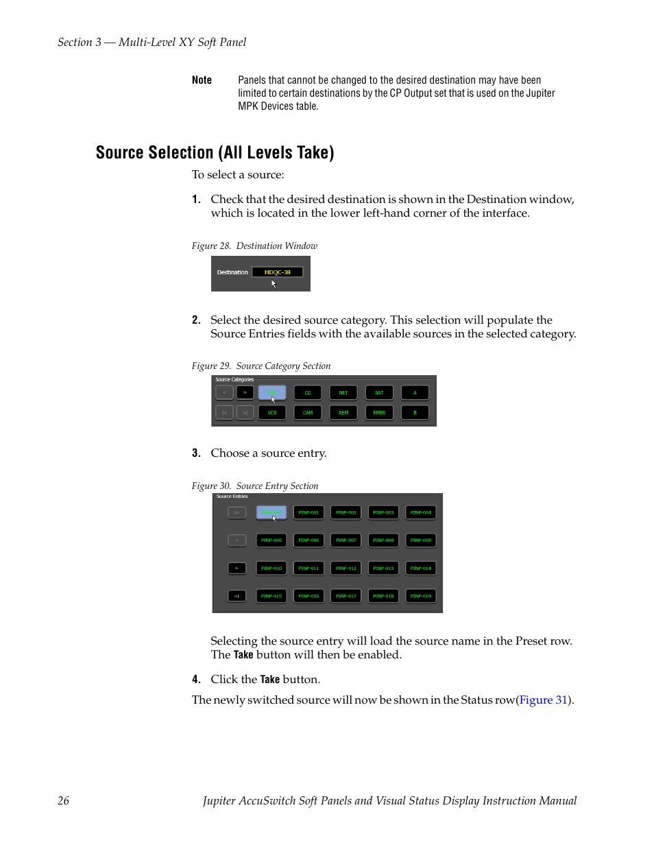 Source selection (all levels take) | Grass Valley Jupiter v.1.0.0 User Manual | Page 34 / 86