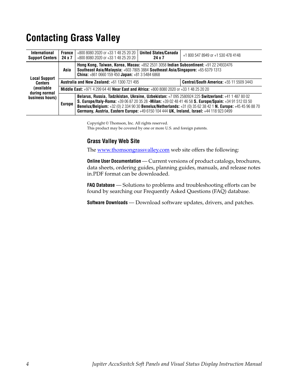 Contacting grass valley | Grass Valley Jupiter v.1.0.0 User Manual | Page 4 / 86