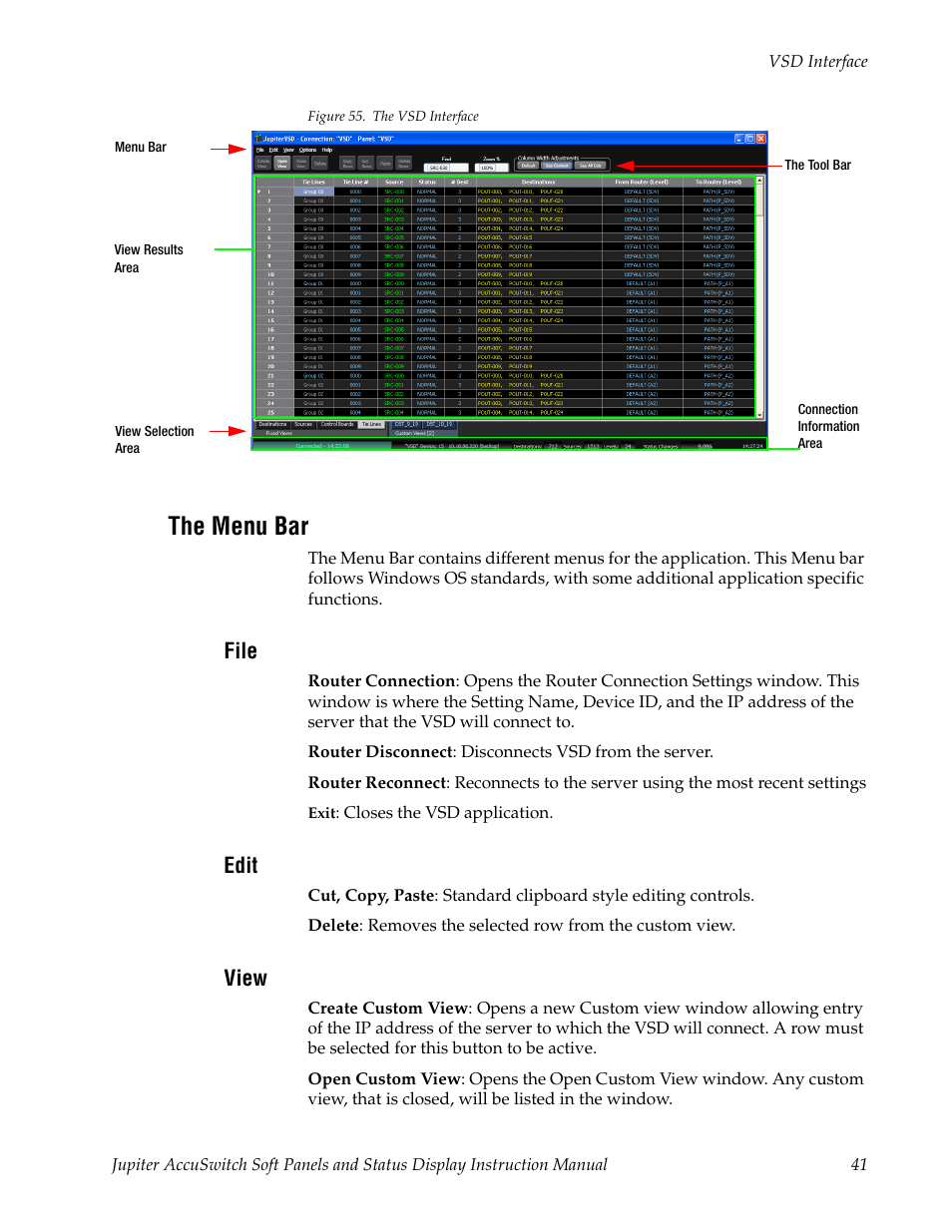 The menu bar, File, Edit | View | Grass Valley Jupiter v.1.0.0 User Manual | Page 49 / 86