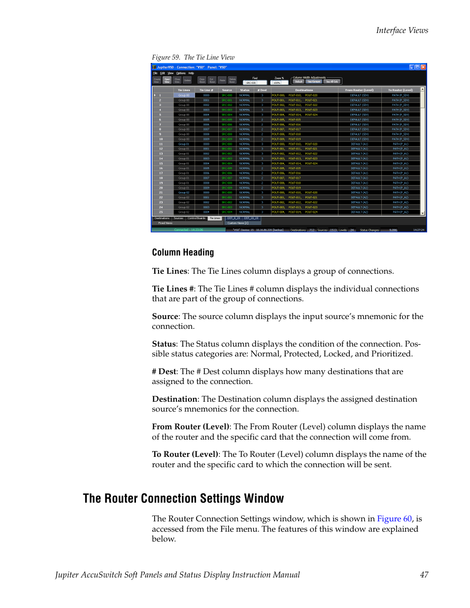 The router connection settings window | Grass Valley Jupiter v.1.0.0 User Manual | Page 55 / 86