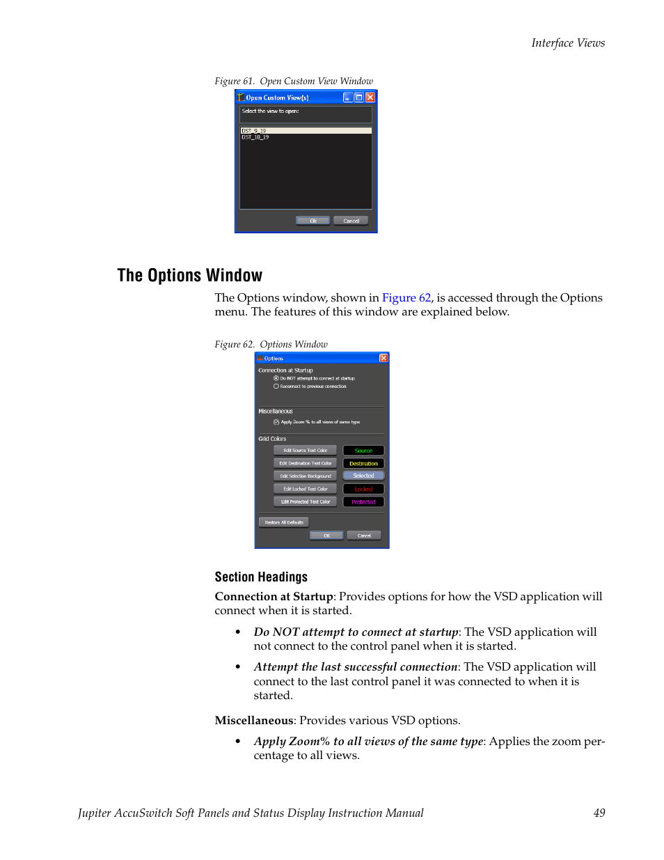 The options window | Grass Valley Jupiter v.1.0.0 User Manual | Page 57 / 86