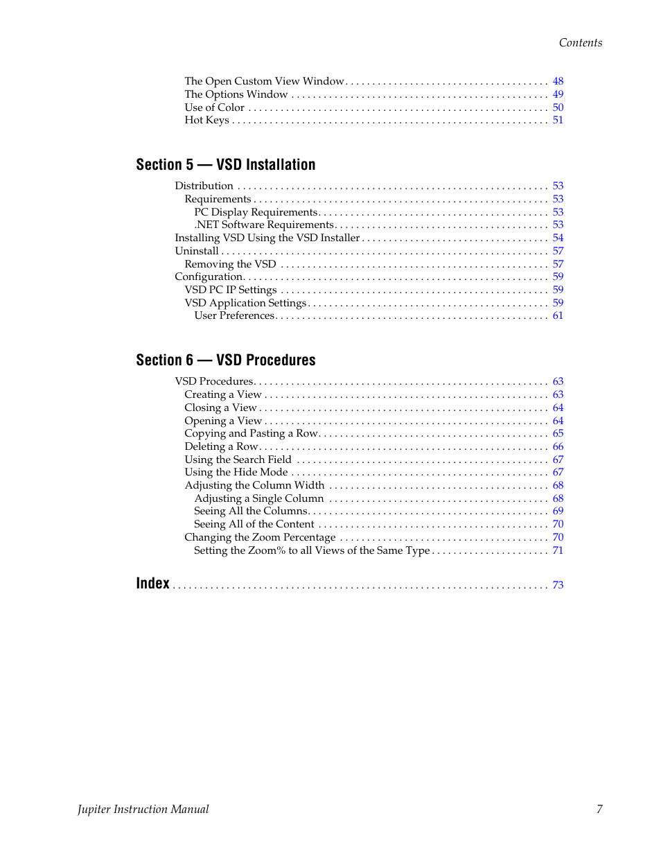 Index | Grass Valley Jupiter v.1.0.0 User Manual | Page 7 / 86