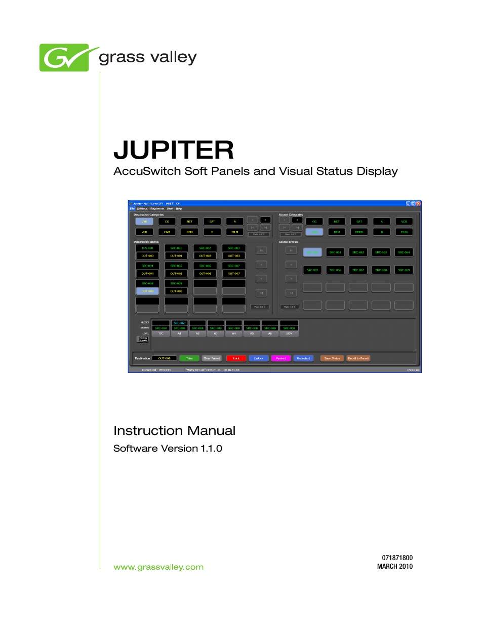 Grass Valley Jupiter v.1.1.0 User Manual | 110 pages