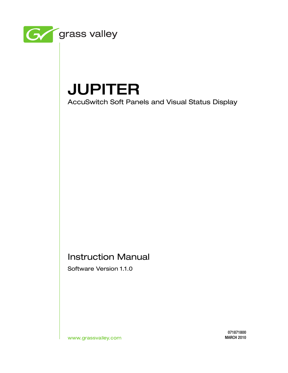 Jupiter | Grass Valley Jupiter v.1.1.0 User Manual | Page 3 / 110