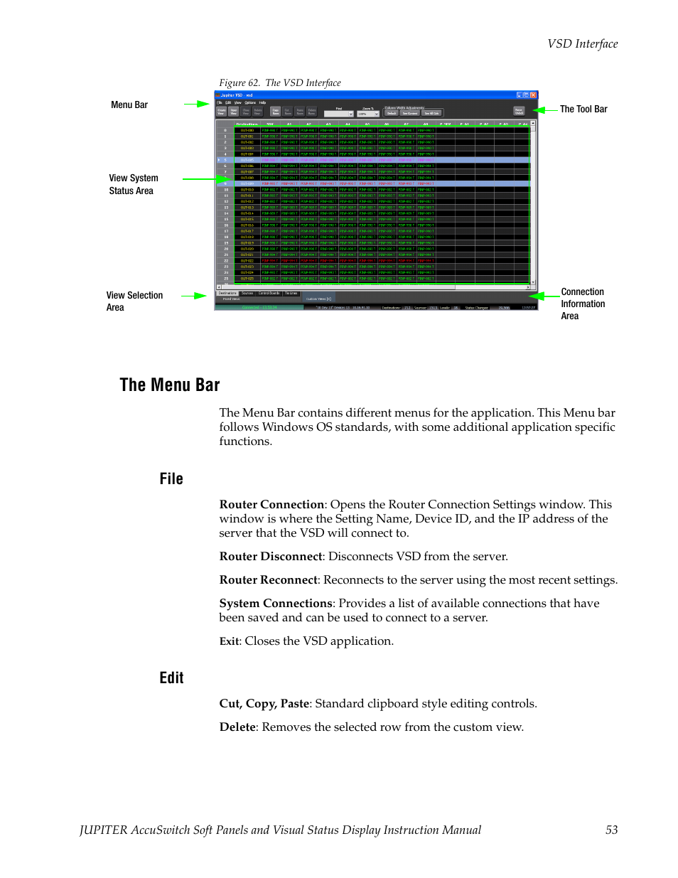 The menu bar, File, Edit | Grass Valley Jupiter v.1.1.0 User Manual | Page 61 / 110