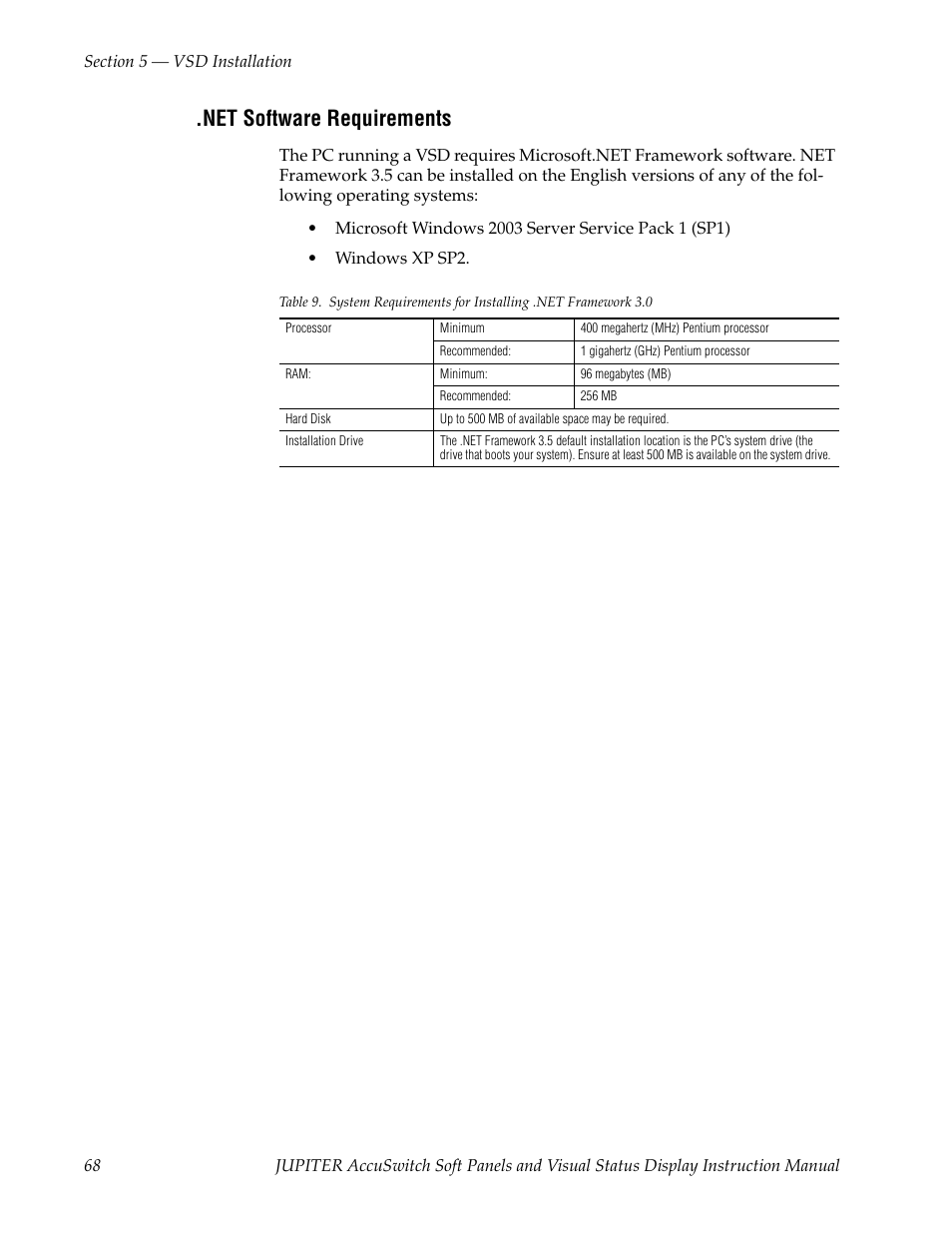 Net software requirements | Grass Valley Jupiter v.1.1.0 User Manual | Page 78 / 110