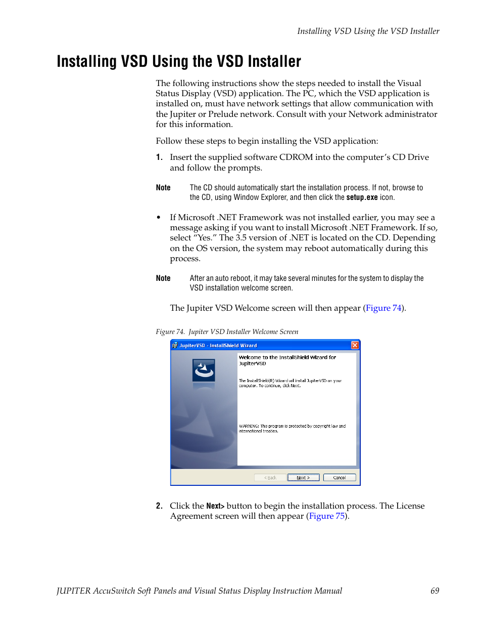 Installing vsd using the vsd installer | Grass Valley Jupiter v.1.1.0 User Manual | Page 79 / 110