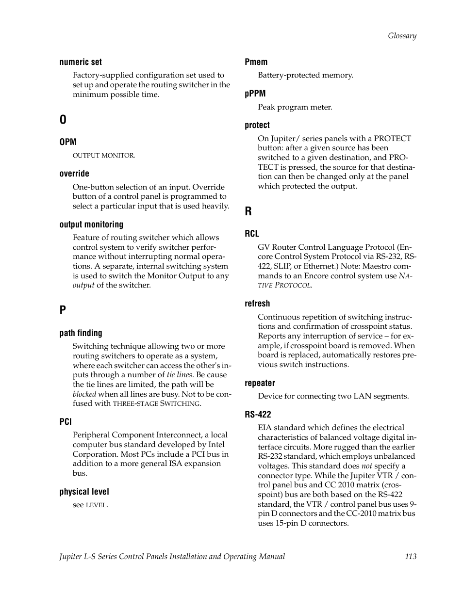 Protecting, Destinations, Override | Protected | Grass Valley Jupiter v.1.0 User Manual | Page 113 / 124