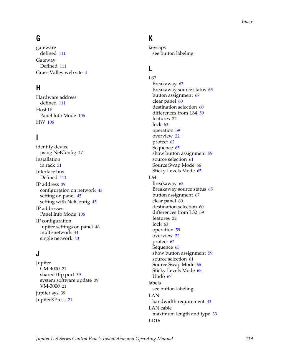 Grass Valley Jupiter v.1.0 User Manual | Page 119 / 124