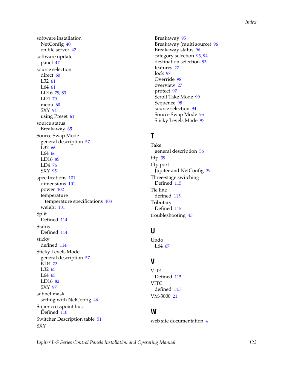 Grass Valley Jupiter v.1.0 User Manual | Page 123 / 124