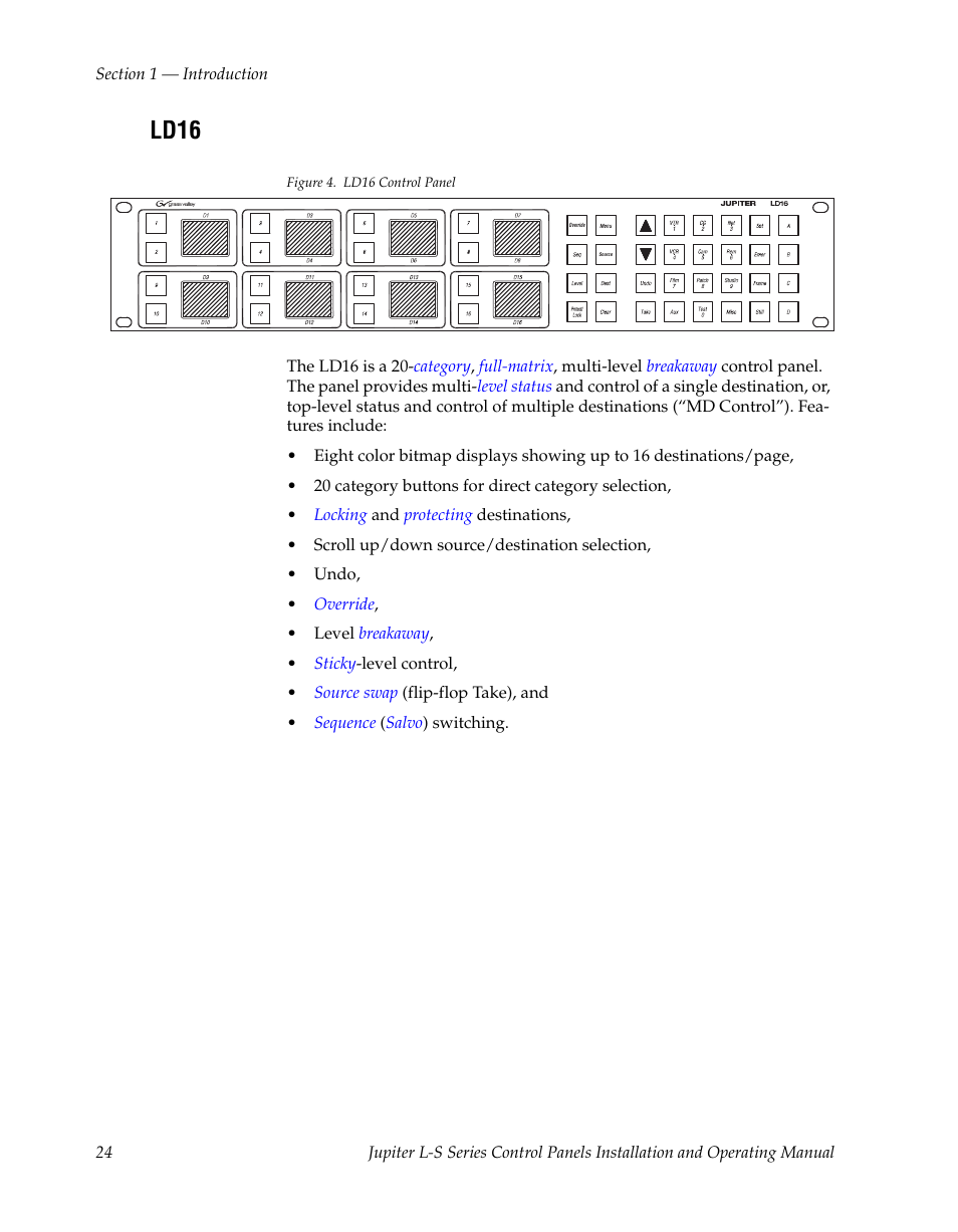 Ld16 | Grass Valley Jupiter v.1.0 User Manual | Page 24 / 124