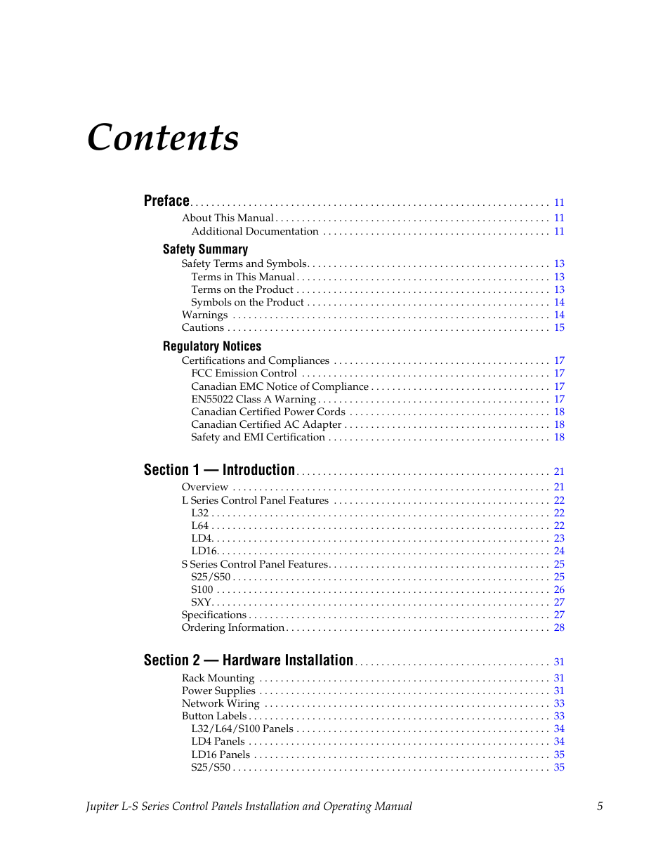 Grass Valley Jupiter v.1.0 User Manual | Page 5 / 124