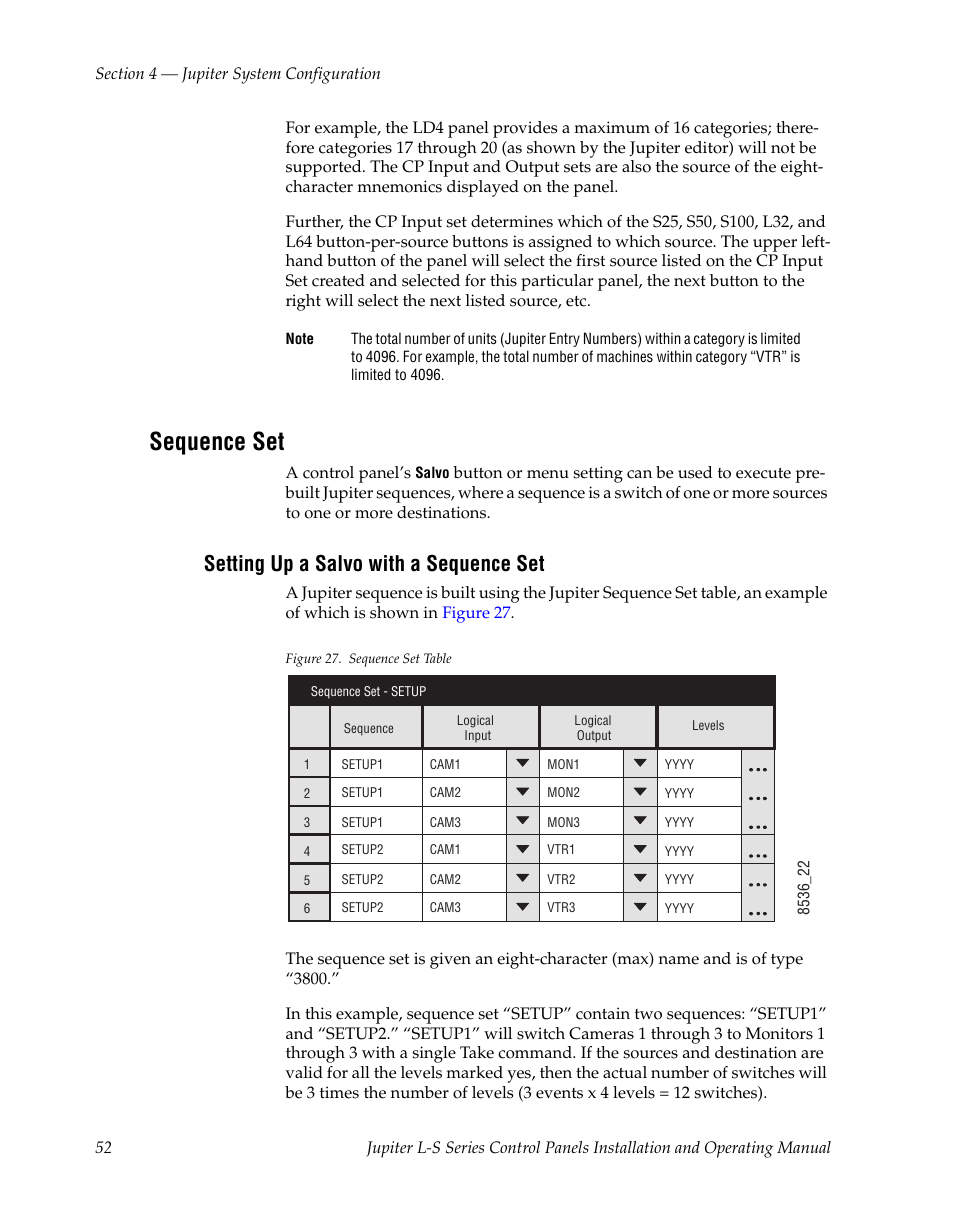 Sequence set, Setting up a salvo with a sequence set | Grass Valley Jupiter v.1.0 User Manual | Page 52 / 124