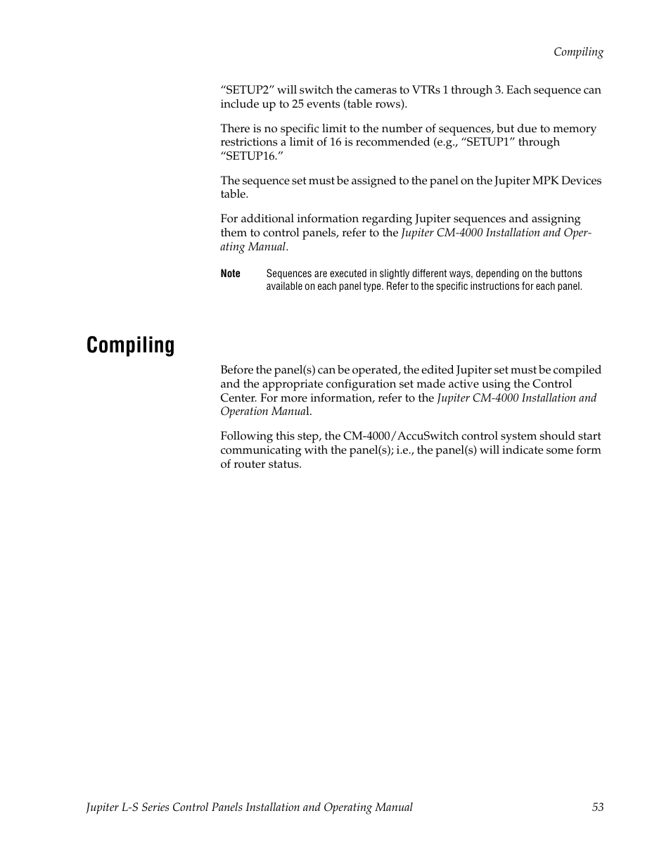 Compiling | Grass Valley Jupiter v.1.0 User Manual | Page 53 / 124