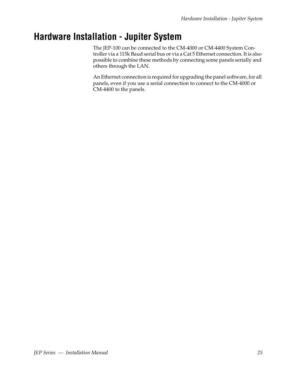 Hardware installation - jupiter system | Grass Valley JEP Series v.1.3.0 User Manual | Page 25 / 88